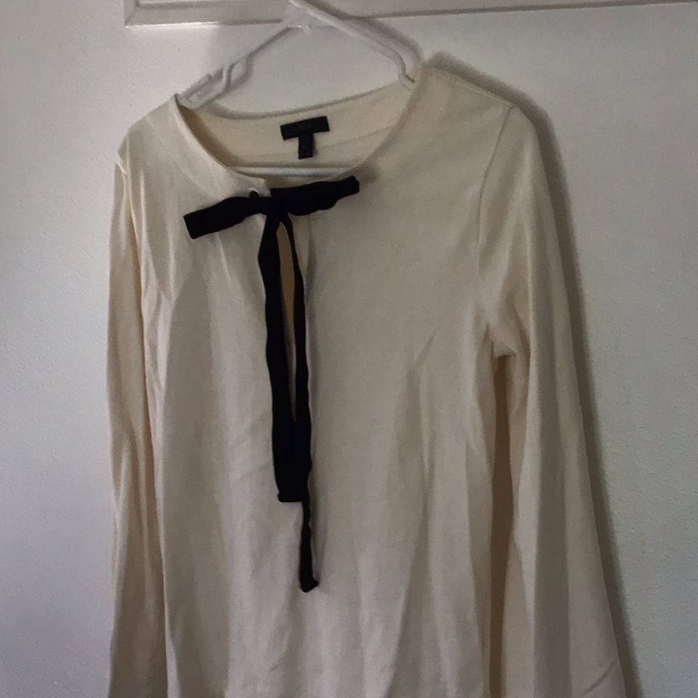 J. Crew. off-white w/ black tie top.